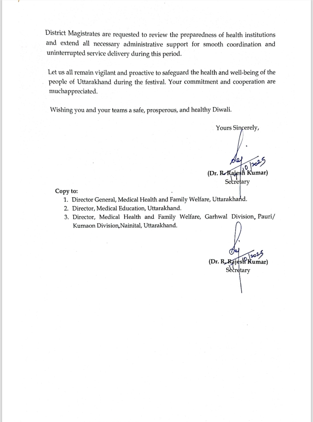 Diwali Health Department Alert